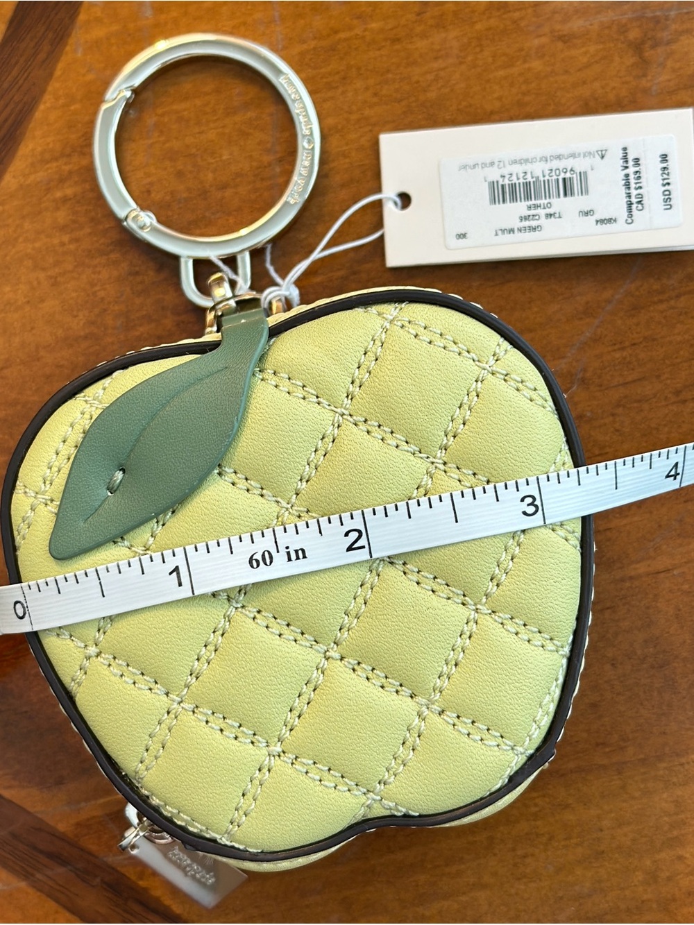 Kate Spade Quilted Green Apple Keychain Coin Purse - Picture 9 of 10